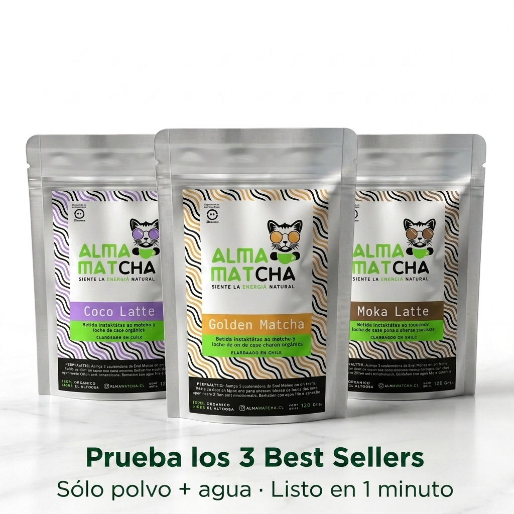 Trío Matcha Lattes 55g - Golden Latte , Moka Latte, Coco Latte - veganos, instantáneos